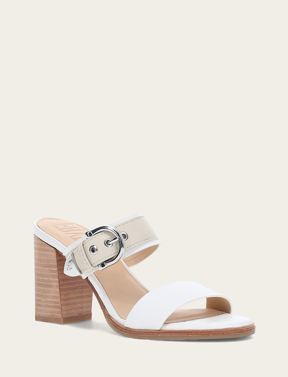 White/ivory Sandals Frye Women's White Ivory Stella Buckle Slide Sandals