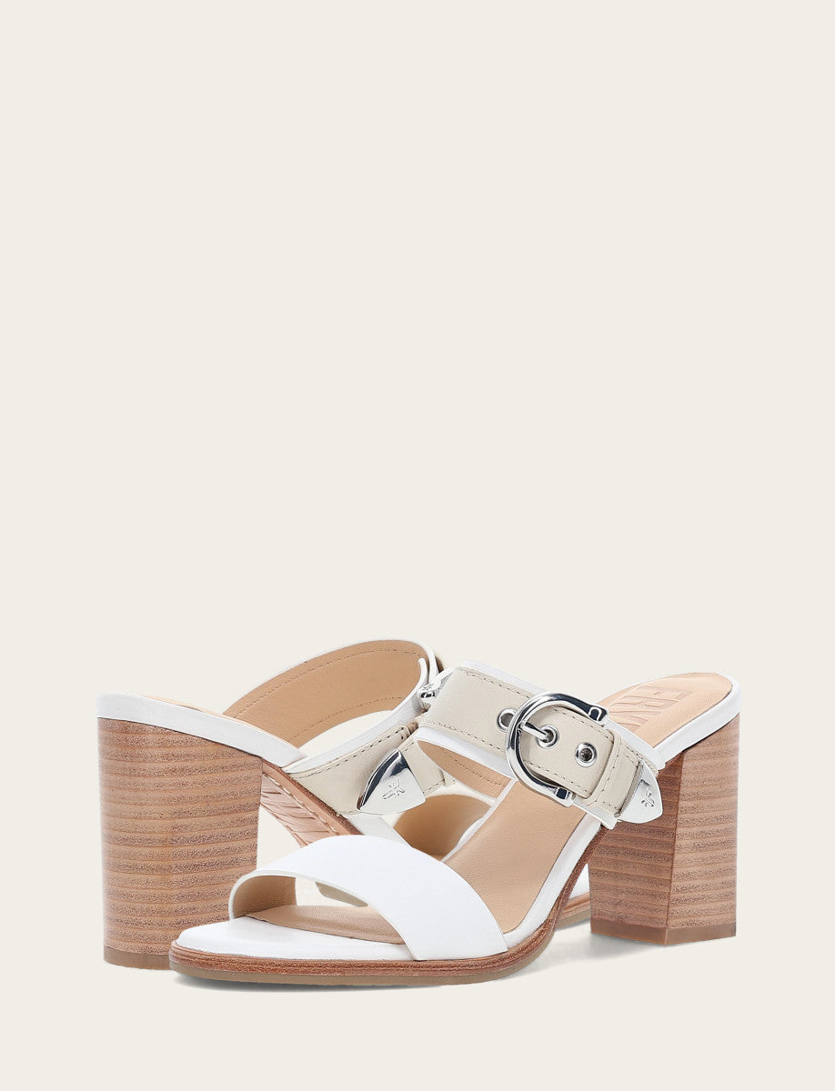 White/ivory Sandals Frye Women's White Ivory Stella Buckle Slide Sandals