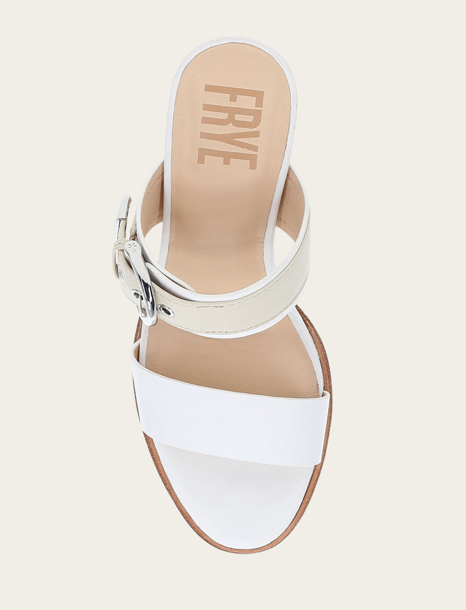 White/ivory Sandals Frye Women's White Ivory Stella Buckle Slide Sandals
