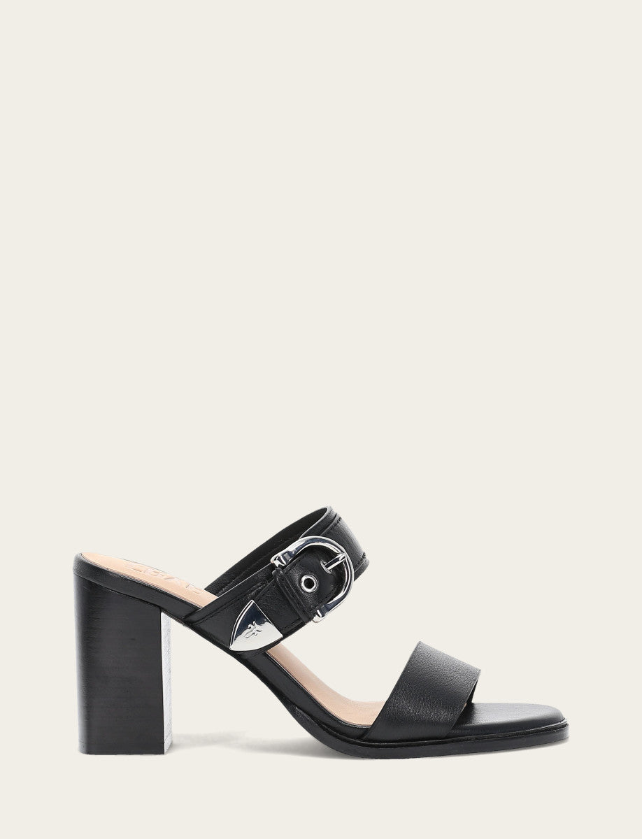 Black Sandals Frye Women's Black Stella Buckle Slide Sandals