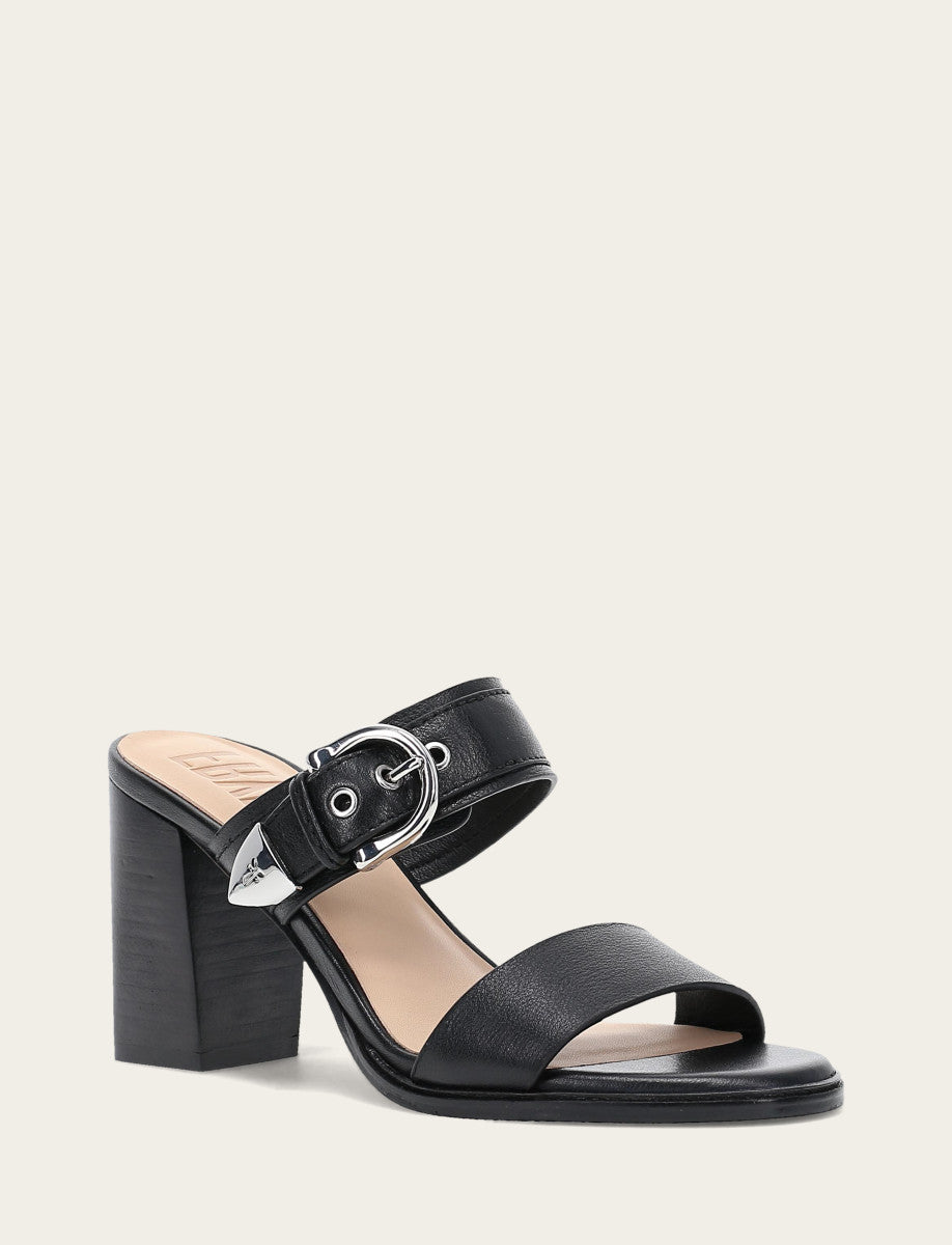 Black Sandals Frye Women's Black Stella Buckle Slide Sandals