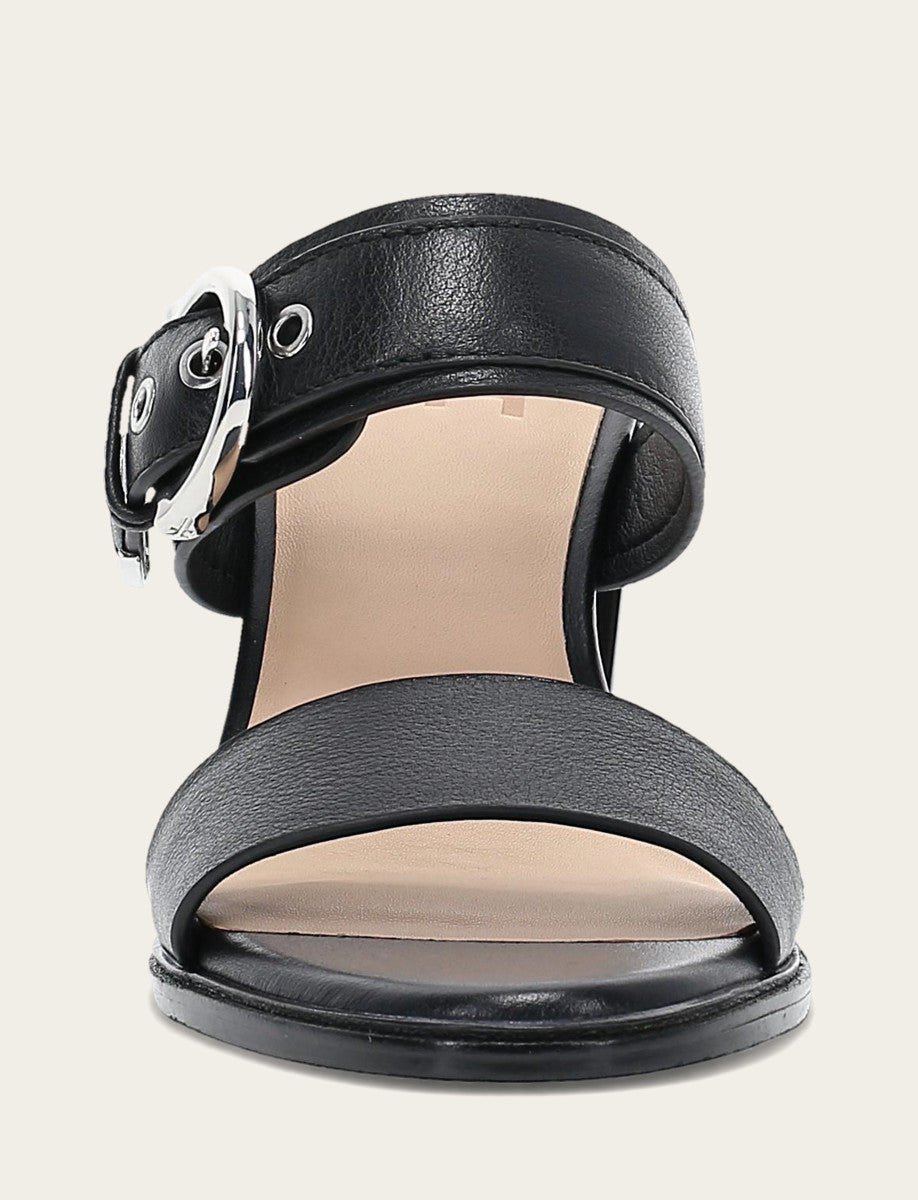 Black Sandals Frye Women's Black Stella Buckle Slide Sandals