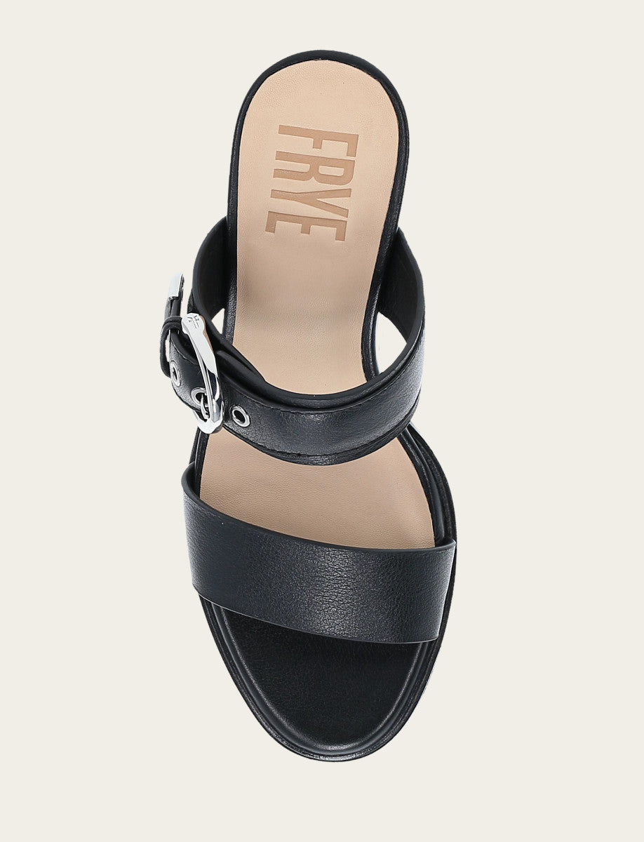 Black Sandals Frye Women's Black Stella Buckle Slide Sandals