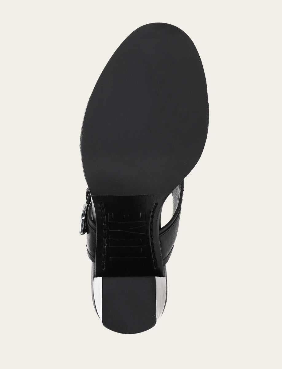 Black Sandals Frye Women's Black Stella Buckle Slide Sandals
