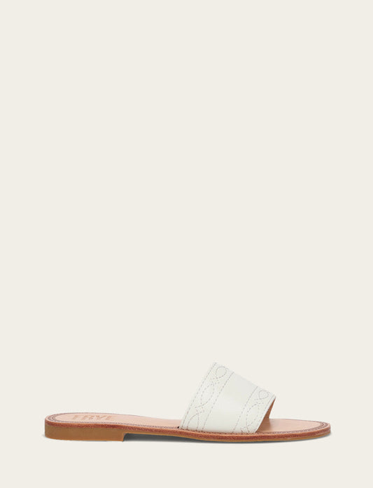 White Sandals Frye Women's White Ava Woodstock Slide Sandals