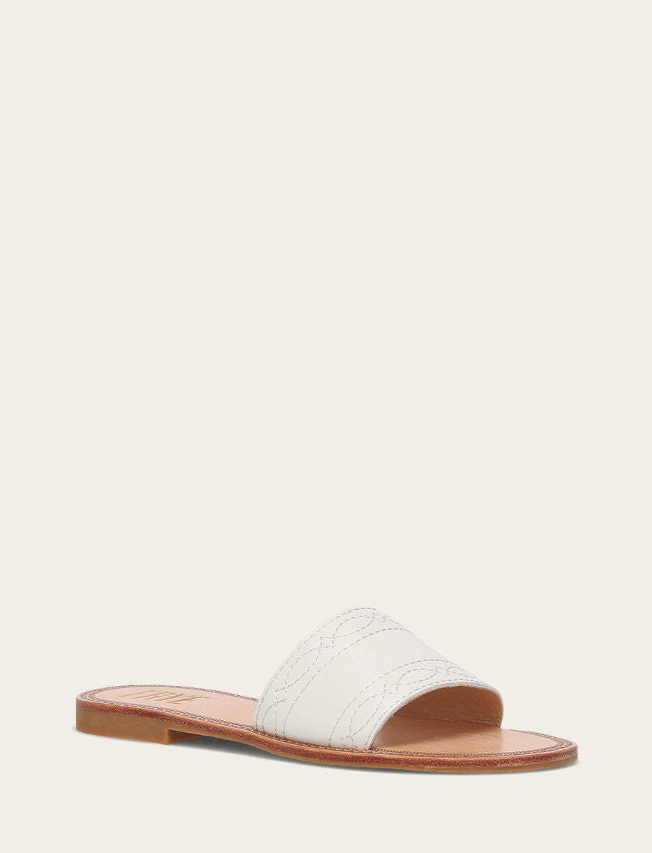 White Sandals Frye Women's White Ava Woodstock Slide Sandals