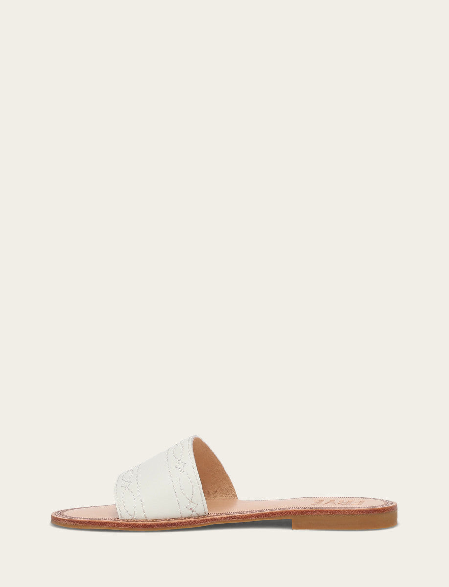 White Sandals Frye Women's White Ava Woodstock Slide Sandals