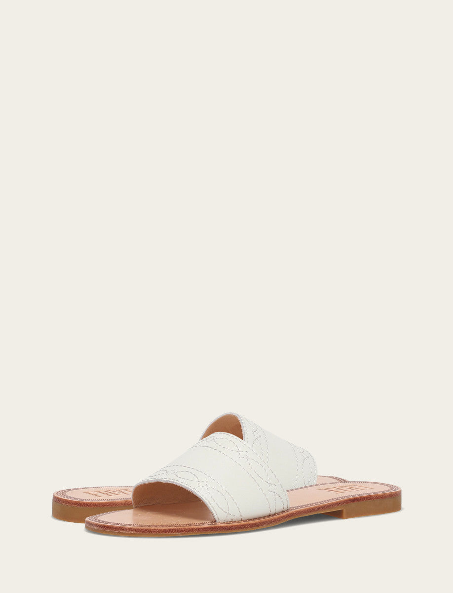 White Sandals Frye Women's White Ava Woodstock Slide Sandals
