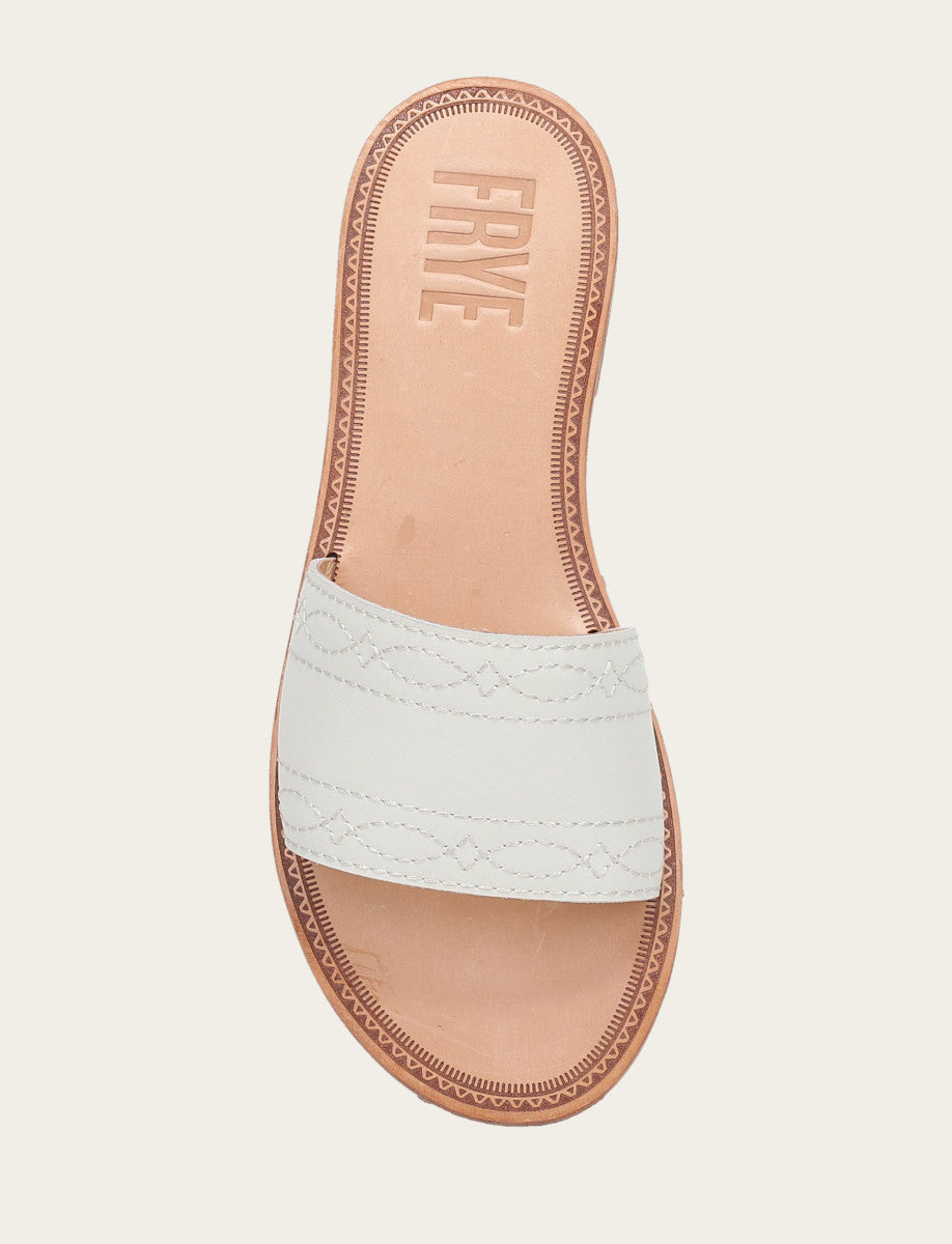 White Sandals Frye Women's White Ava Woodstock Slide Sandals