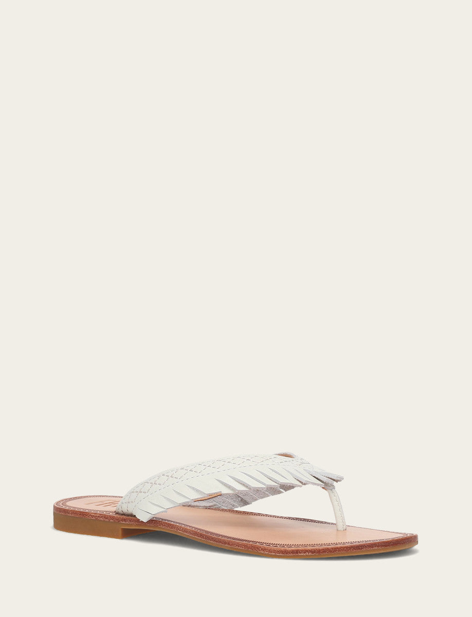 White Sandals Frye Women's White Ava Fringe Sandals