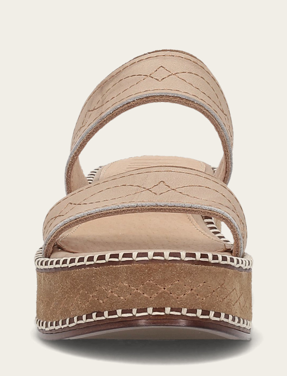 Natural/ Almond Sandals Frye Women's Almond Joy Woodstock 2 Band Platform Slide Sandals