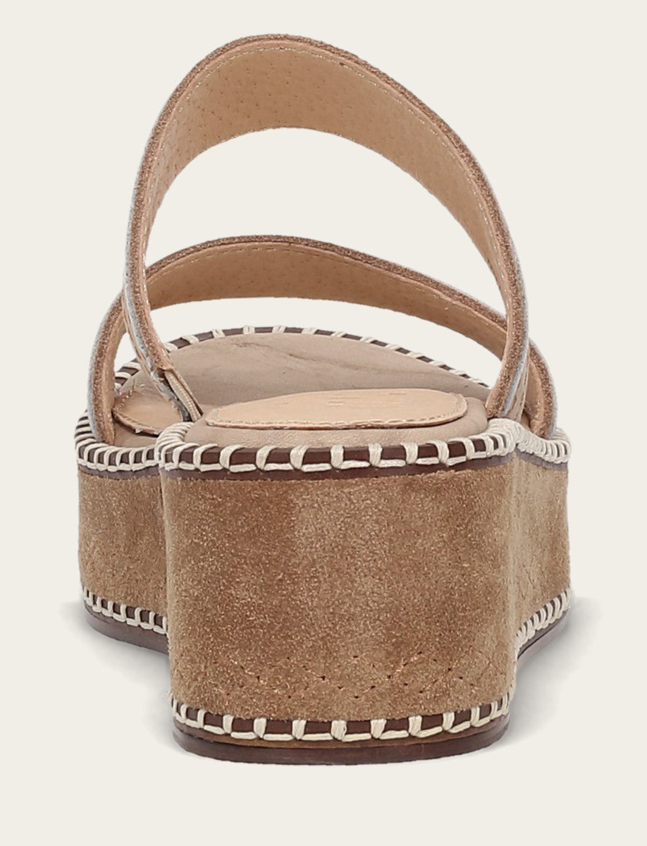 Natural/ Almond Sandals Frye Women's Almond Joy Woodstock 2 Band Platform Slide Sandals