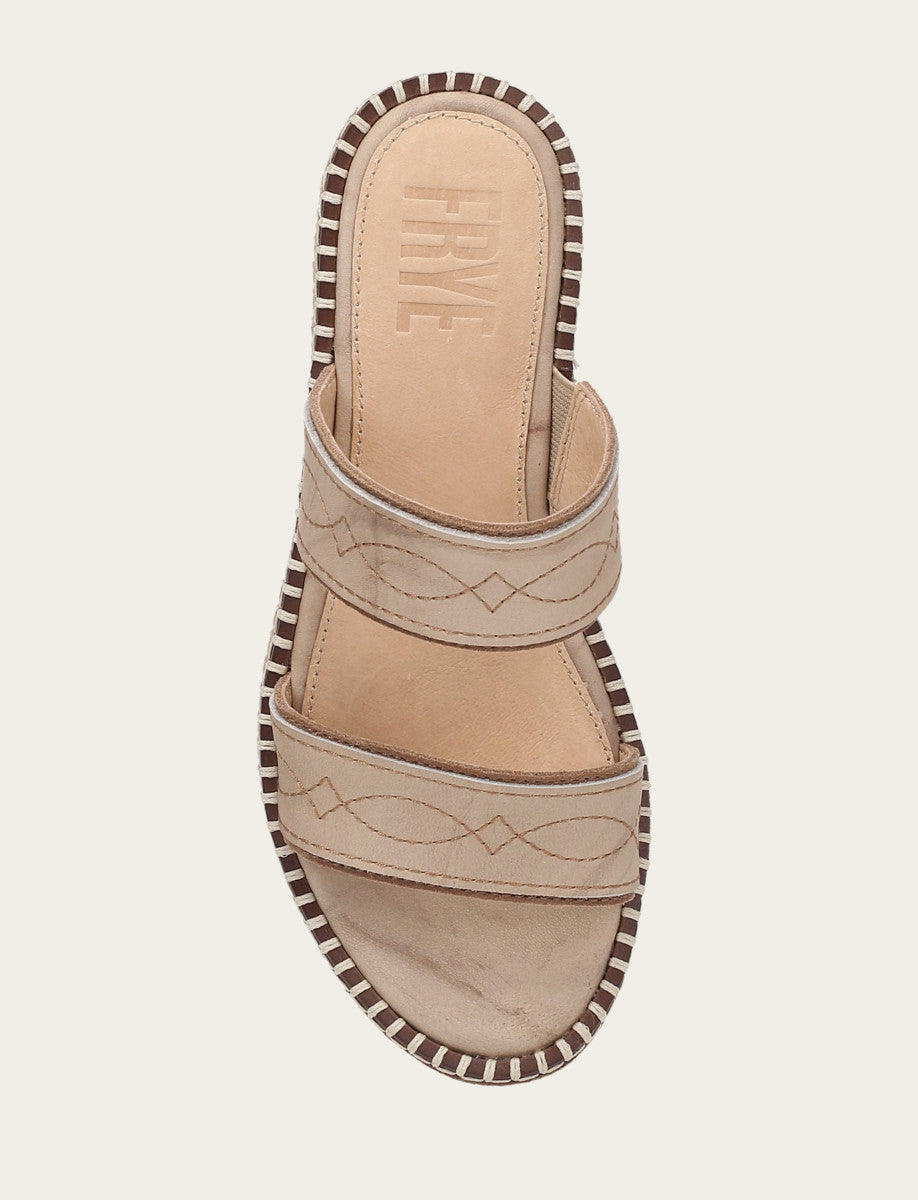 Natural/ Almond Sandals Frye Women's Almond Joy Woodstock 2 Band Platform Slide Sandals