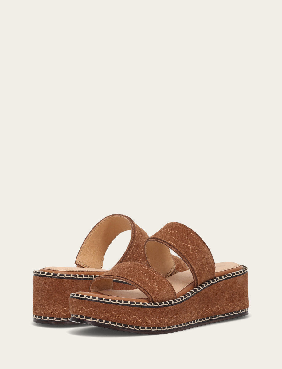 Bark Sandals Frye Women's Bark Joy Woodstock 2 Band Platform Slide Sandals