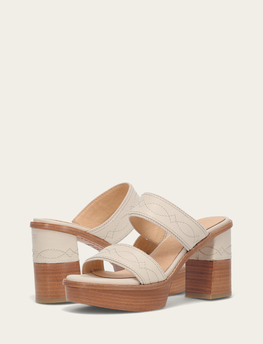Ivory Sandals Frye Women's Ivory Pipa Woodstock 2 Band Platform Sandals