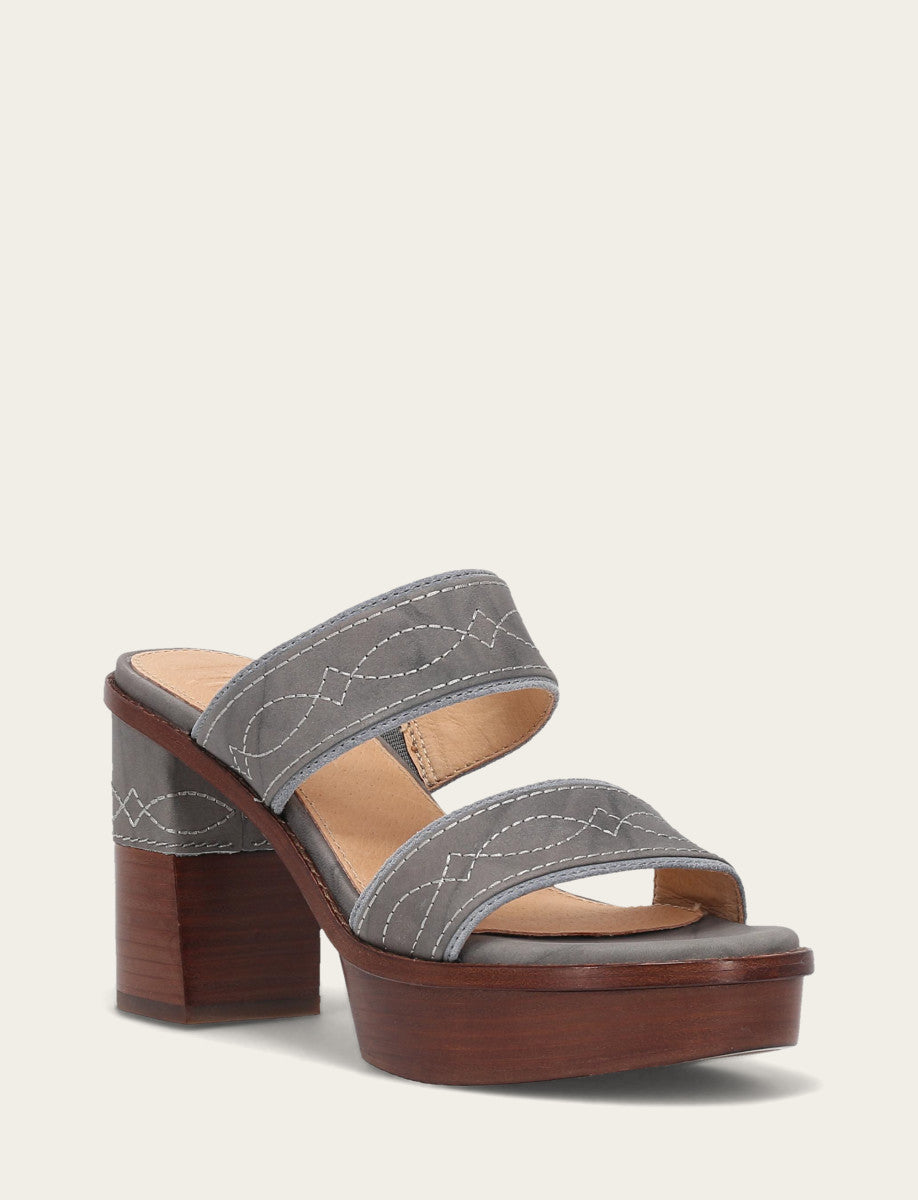 Grey Sky Sandals Frye Women's Grey Sky Pipa Woodstock 2 Band Platform Sandals