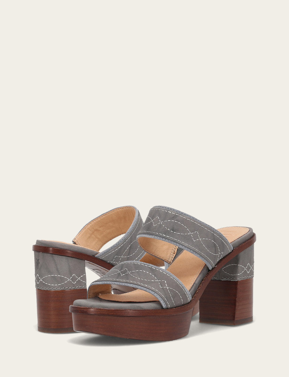 Grey Sky Sandals Frye Women's Grey Sky Pipa Woodstock 2 Band Platform Sandals