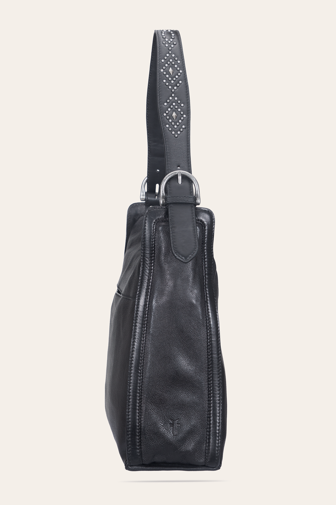 Black Handbags Frye Women's Black Carla Studded Hobo Handbag