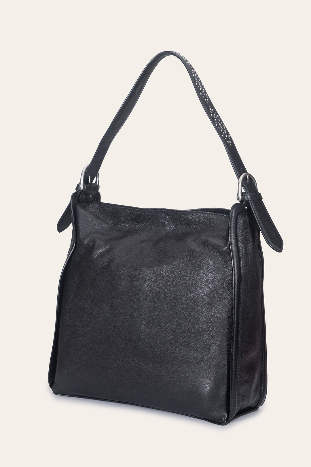 Black Handbags Frye Women's Black Carla Studded Hobo Handbag