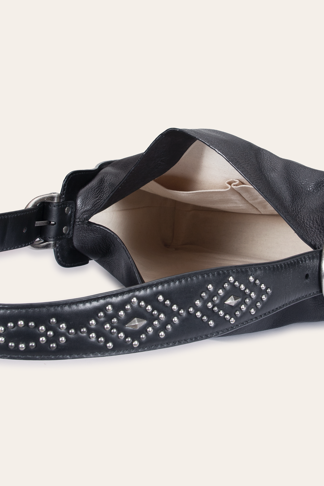 Black Handbags Frye Women's Black Carla Studded Hobo Handbag