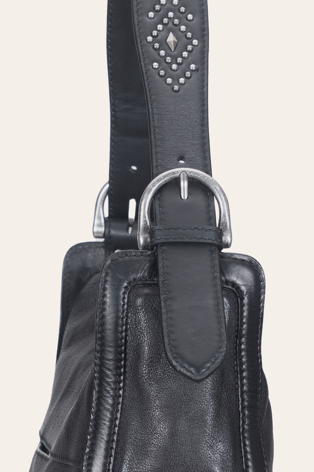 Black Handbags Frye Women's Black Carla Studded Hobo Handbag