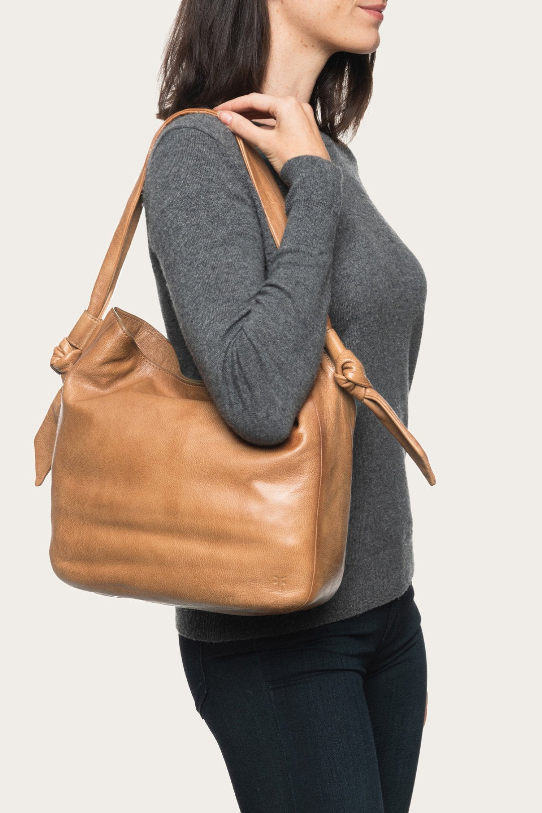 Beige Handbags Frye Nora Knotted Hobo in Beige