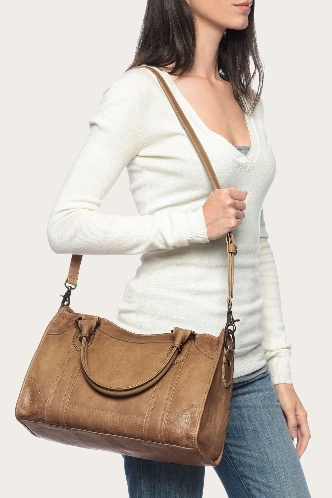 Beige Handbags Frye Melissa Beige Satchel