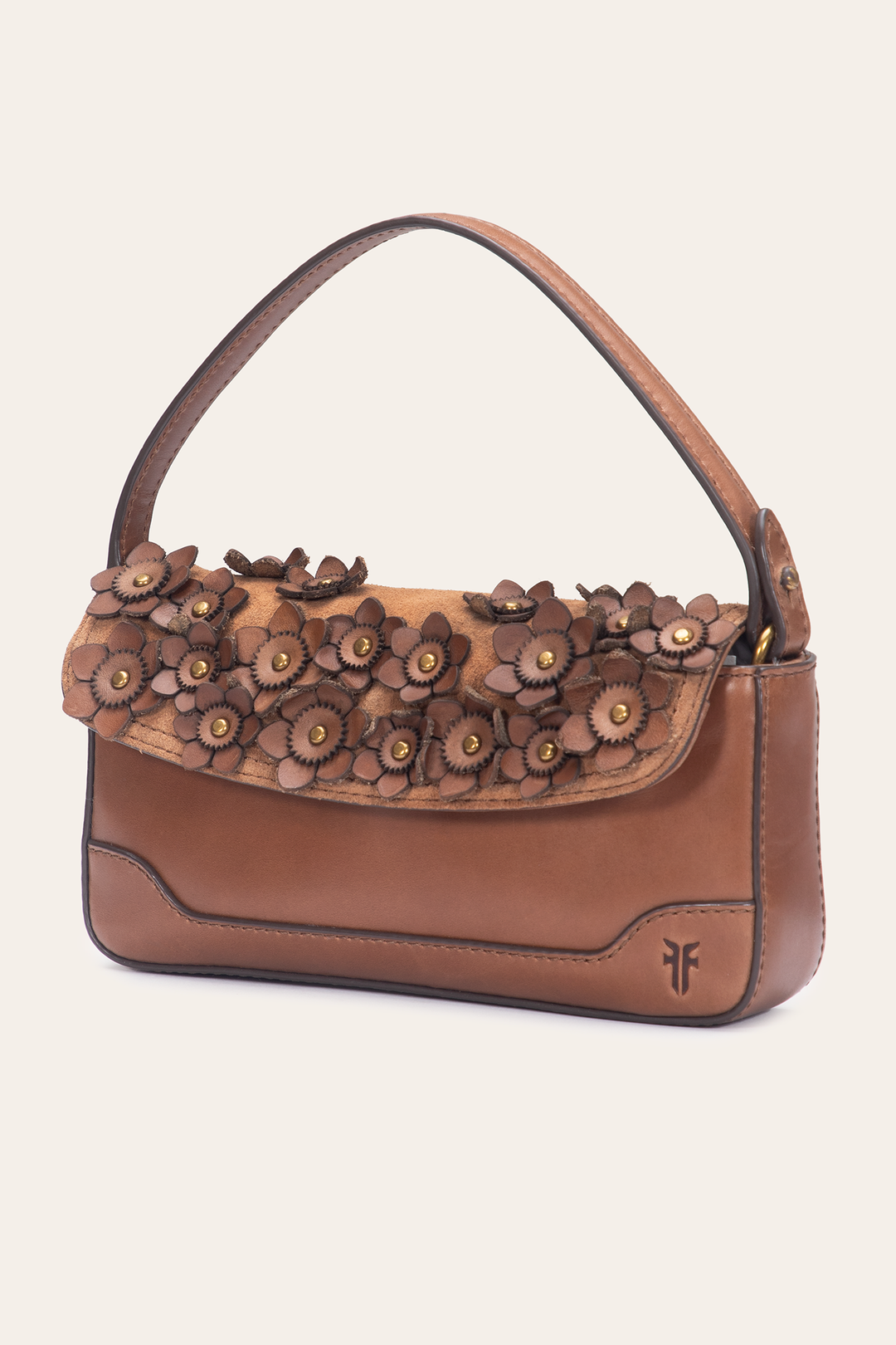 Cognac Handbags Frye Cognac Melissa Floral Convertible Mini Flap