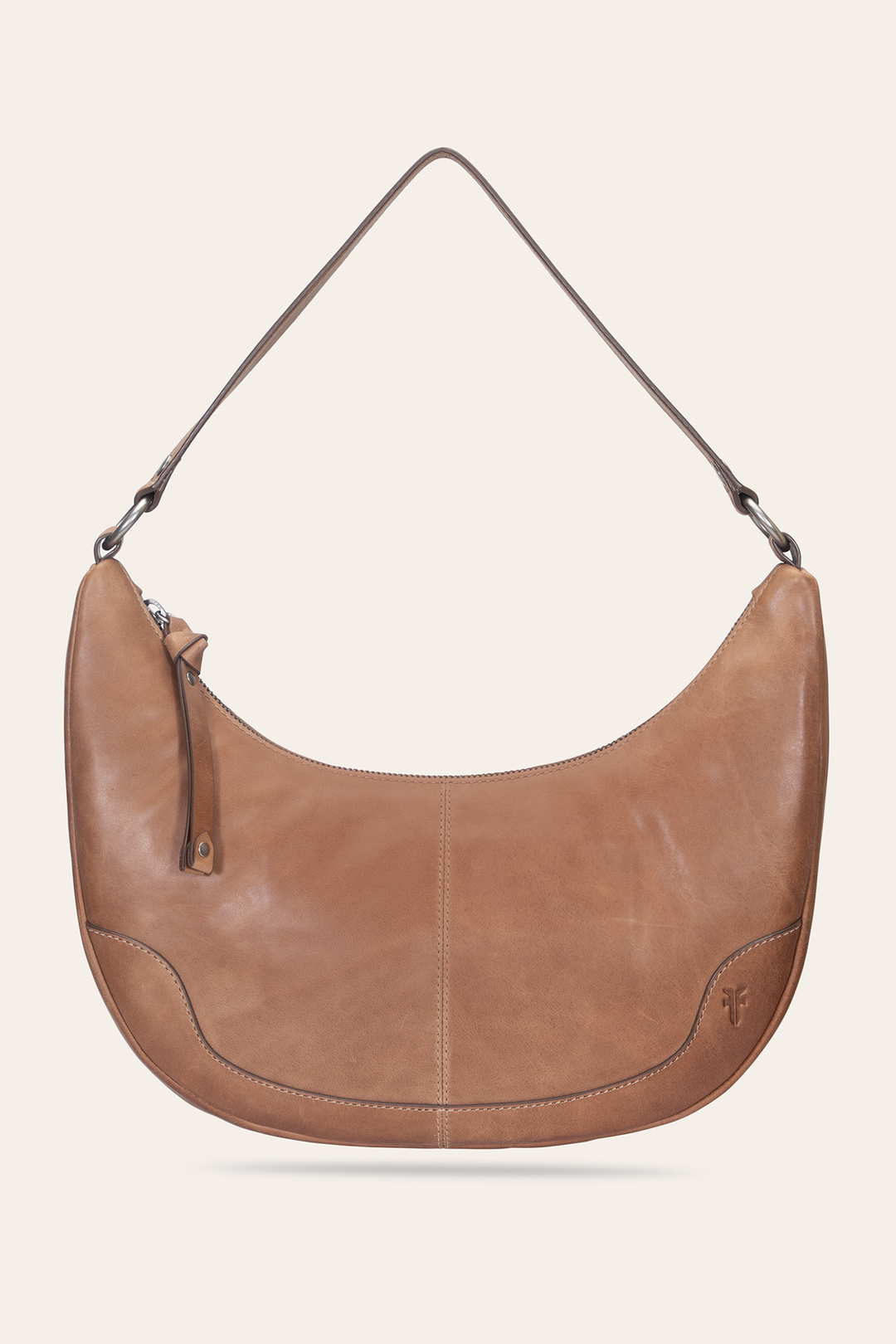 Beige Handbags Frye Melissa Beige Crescent Hobo