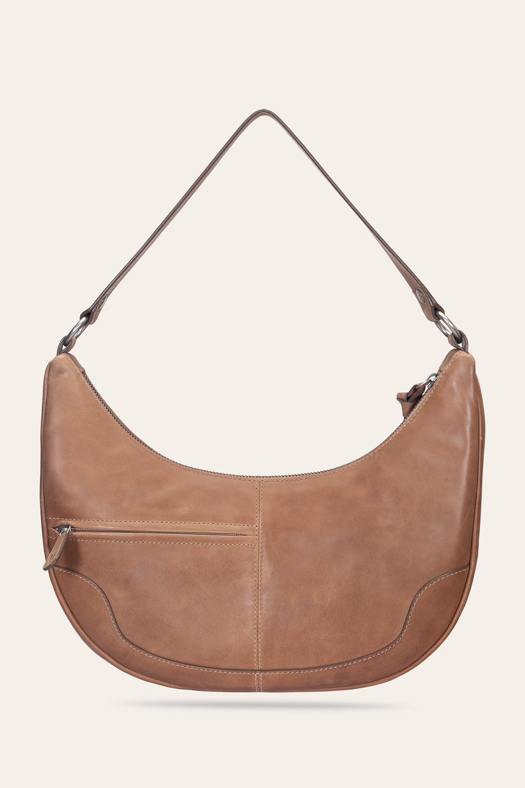 Beige Handbags Frye Melissa Beige Crescent Hobo