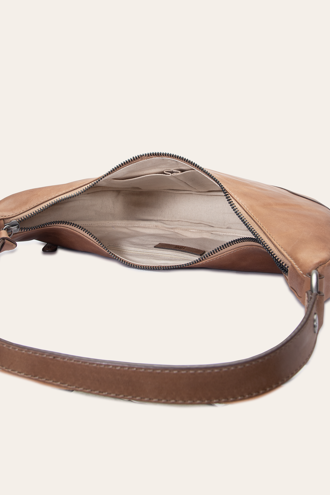 Beige Handbags Frye Melissa Beige Crescent Hobo