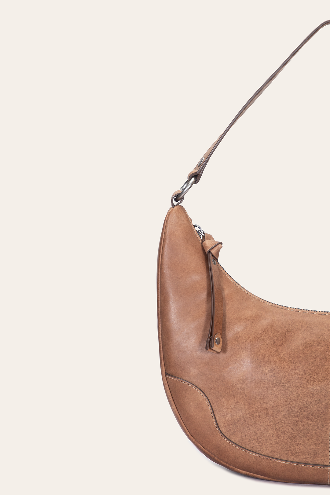 Beige Handbags Frye Melissa Beige Crescent Hobo
