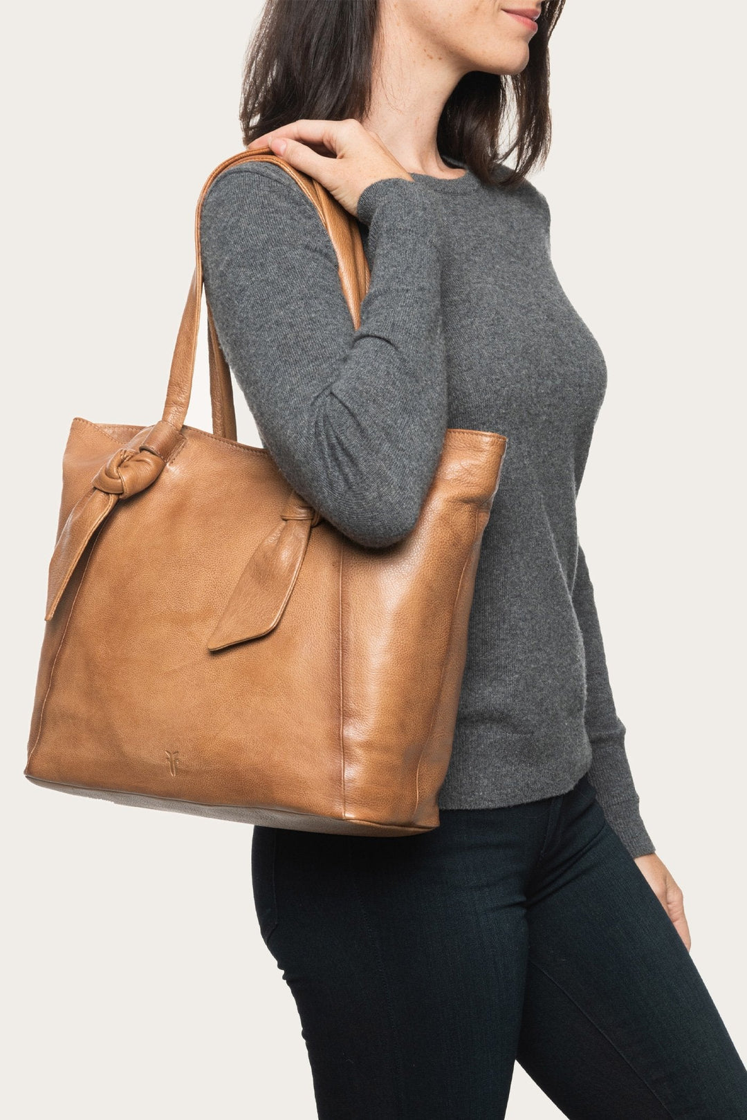 Beige Handbags Frye Nora Beige Knotted Tote
