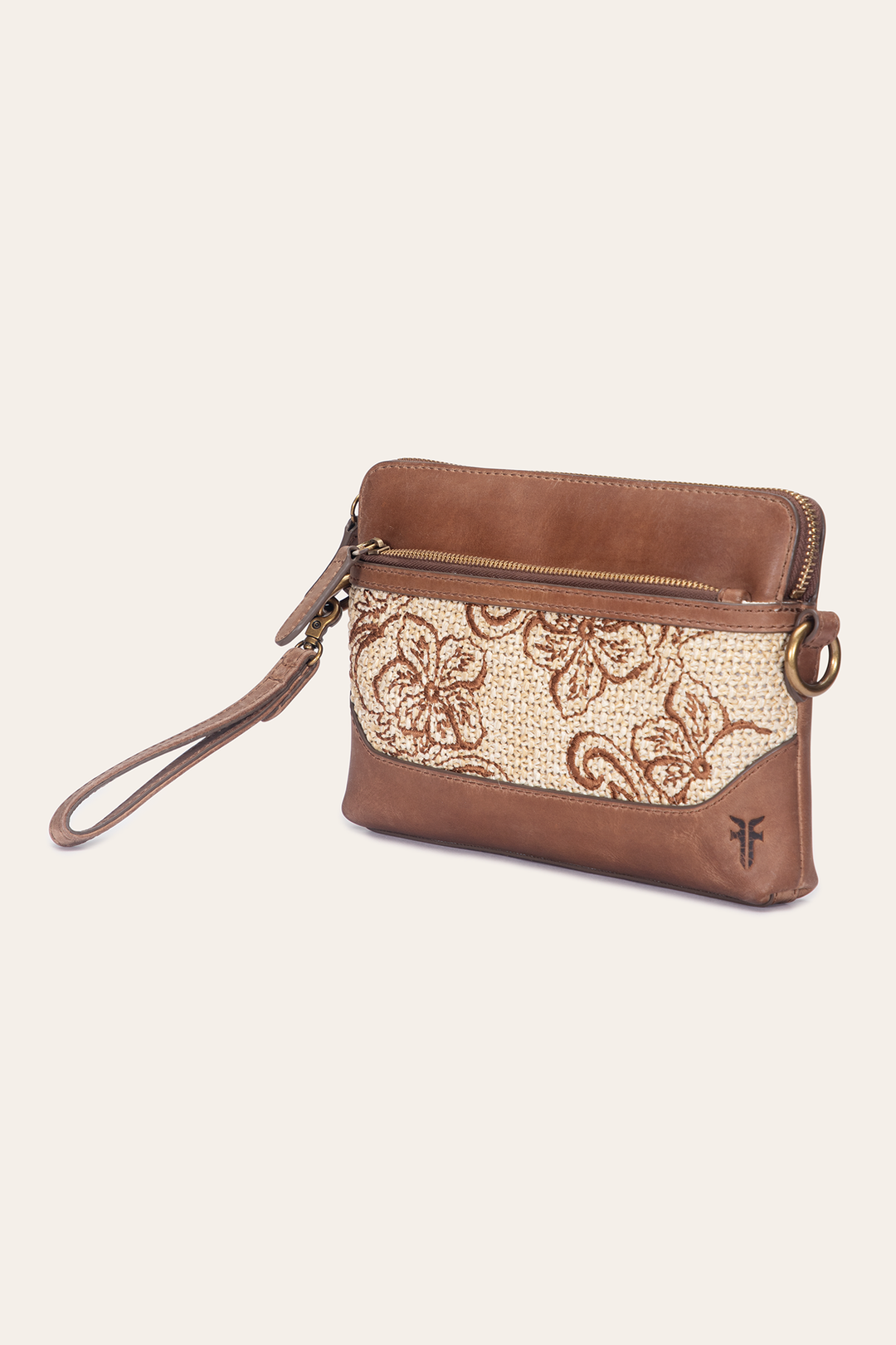 Cognac Handbags Frye Women's Floral Crossbody Wristlet Wallet