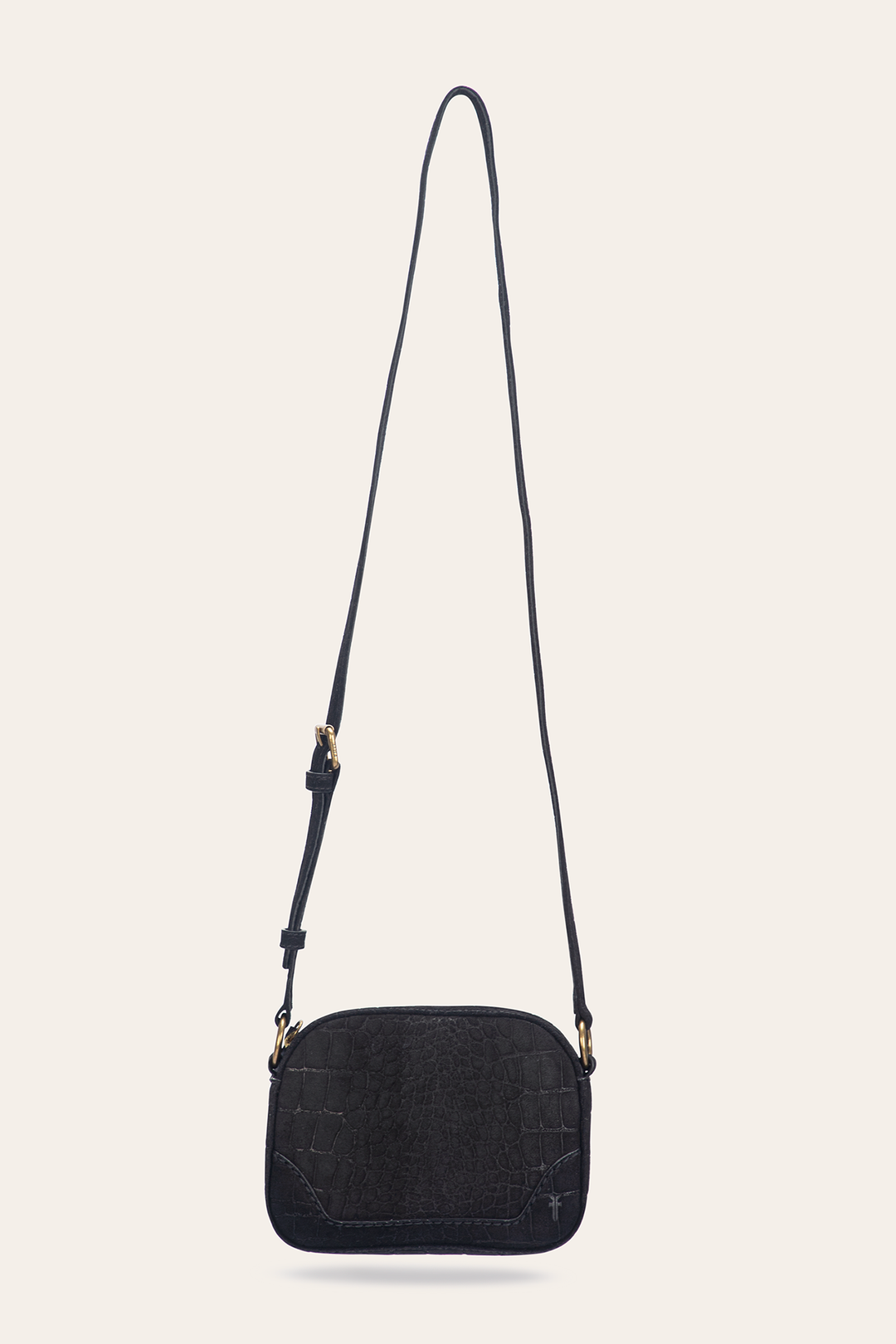 Black Handbags Frye Melissa Black Sueded Croco Camera