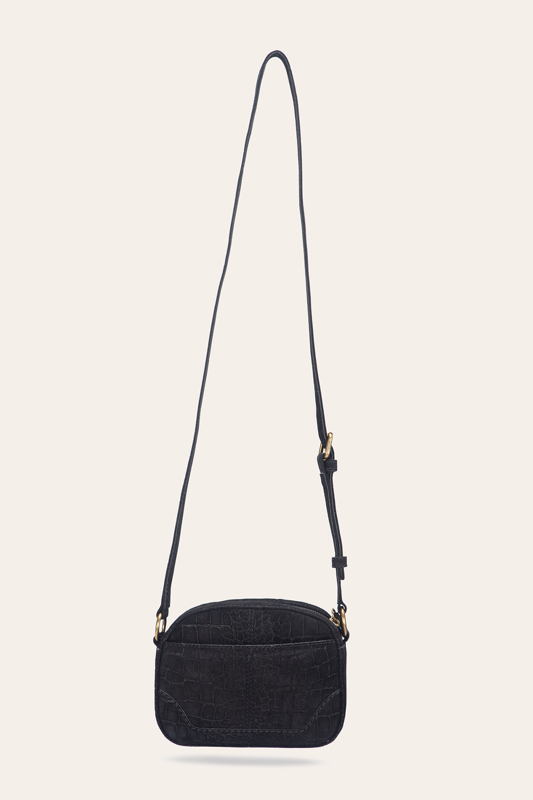 Black Handbags Frye Melissa Black Sueded Croco Camera