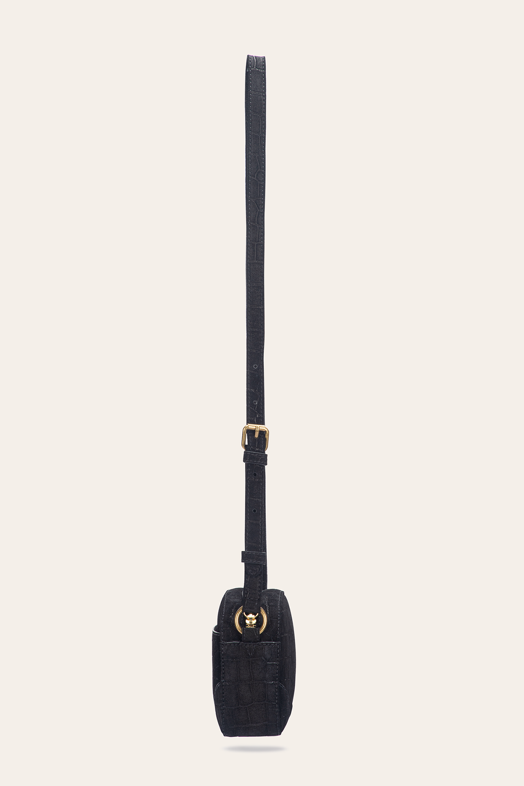 Black Handbags Frye Melissa Black Sueded Croco Camera