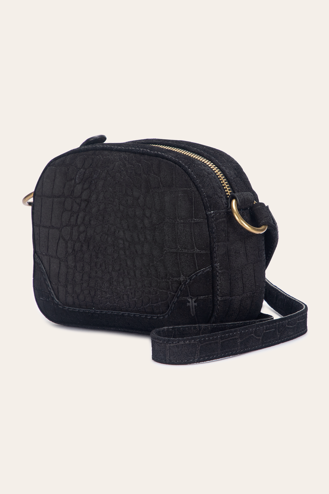 Black Handbags Frye Melissa Black Sueded Croco Camera
