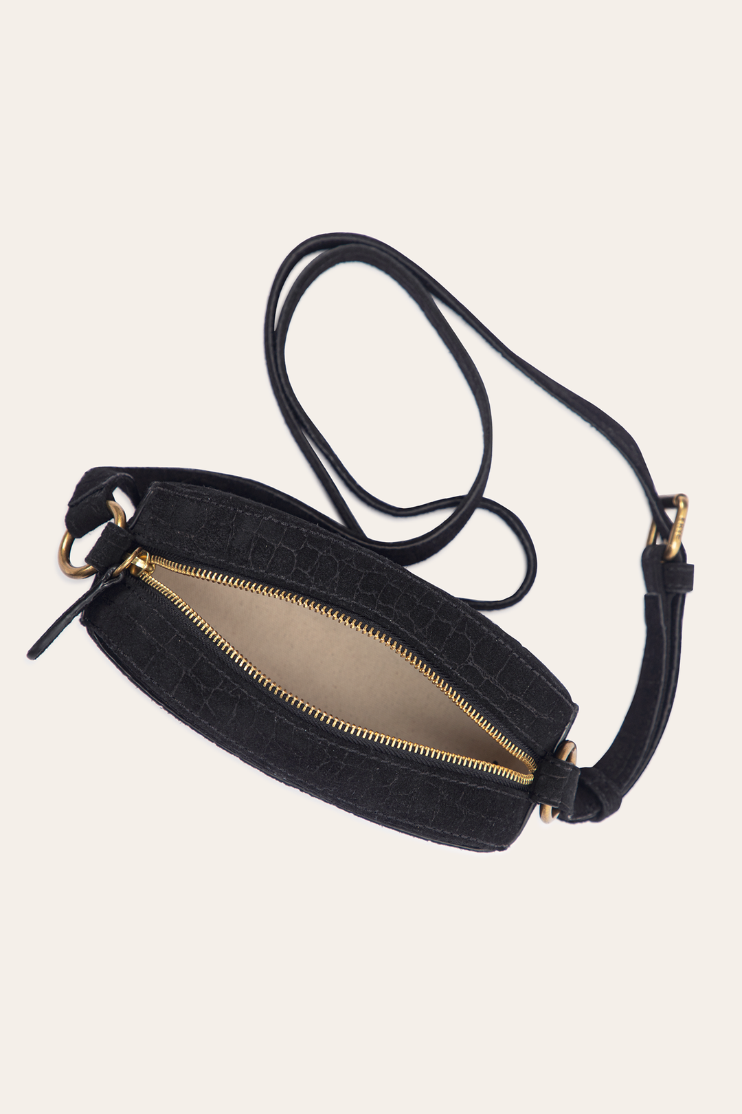 Black Handbags Frye Melissa Black Sueded Croco Camera