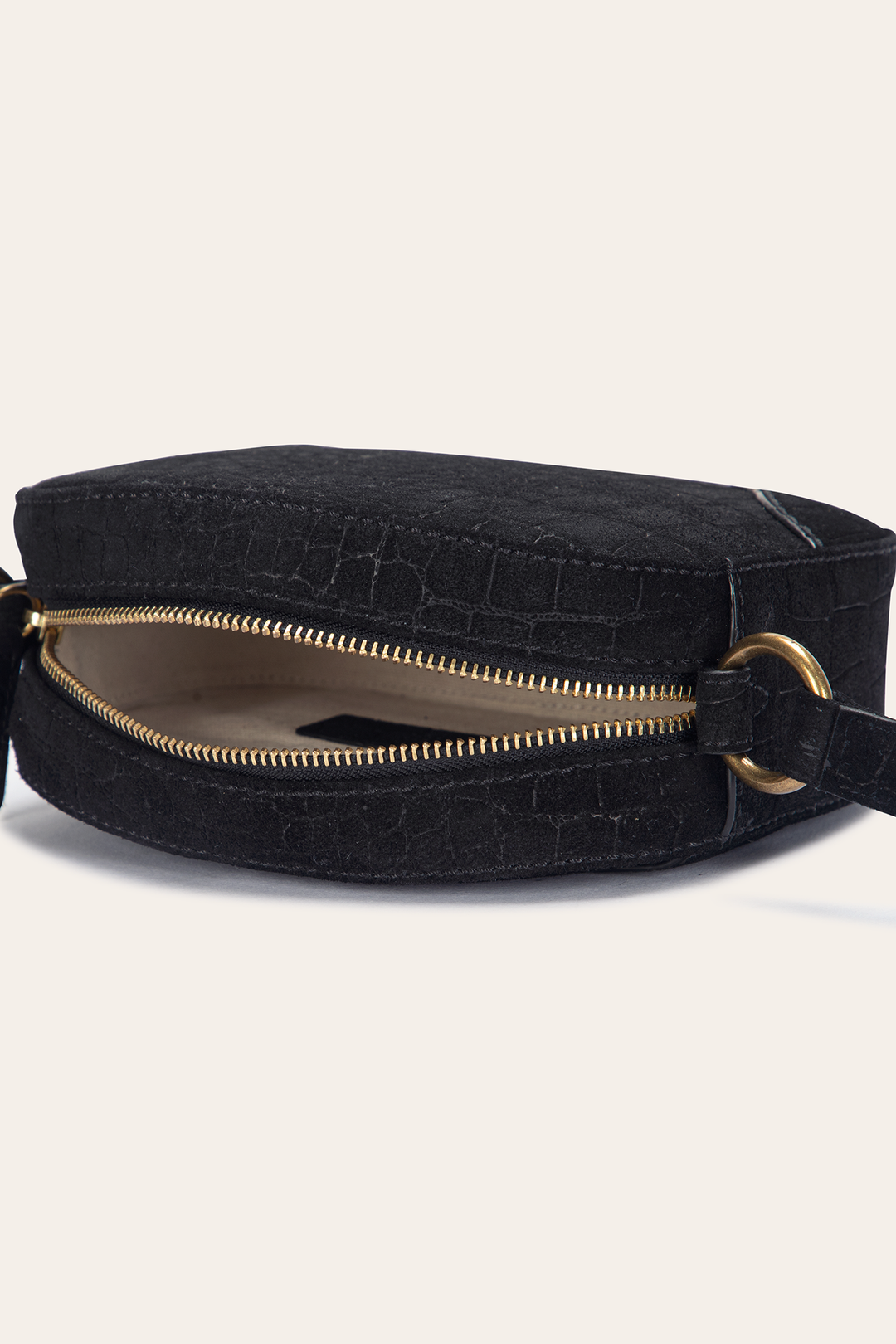Black Handbags Frye Melissa Black Sueded Croco Camera