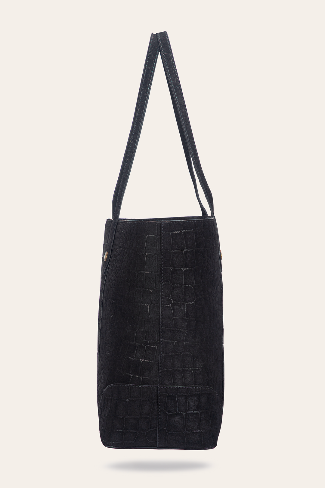 Black Handbags Frye Melissa Sueded Croco Shopper in Black