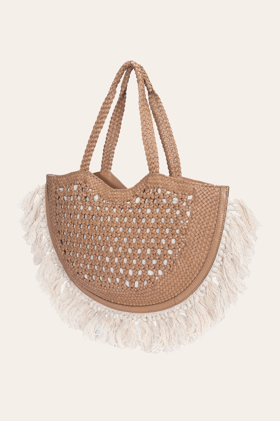 Beige Handbags Frye Women's Ella Tassel Tote Bag in Beige
