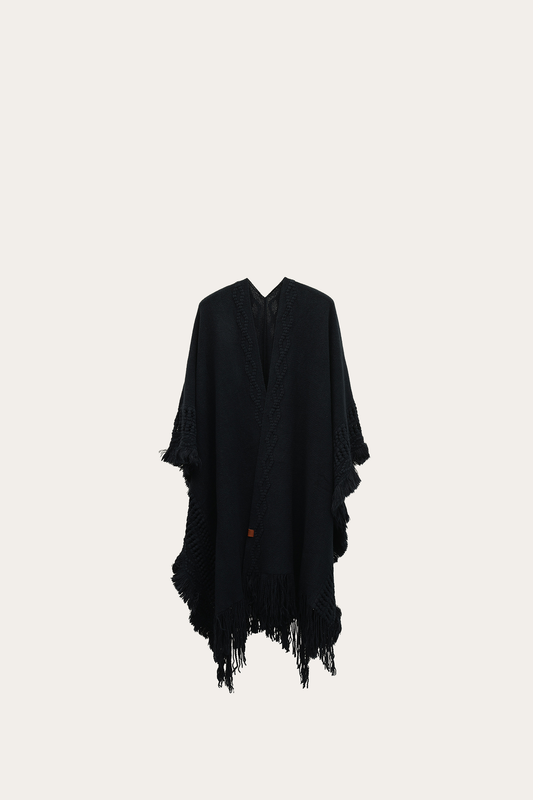 Navy Blazer Cold Weather Accessories Frye Navy Blazer Embellished Fringe Ruana