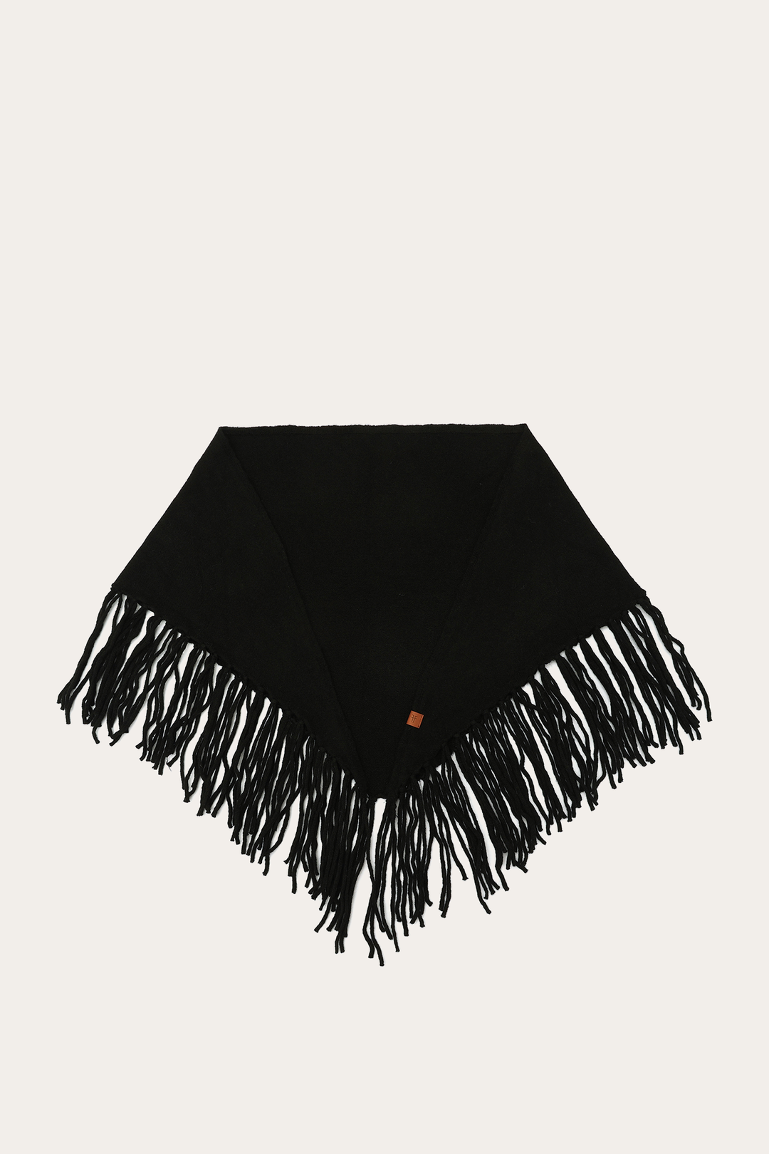 Black Cold Weather Accessories Frye Black Long Fringe Triangle Scarf
