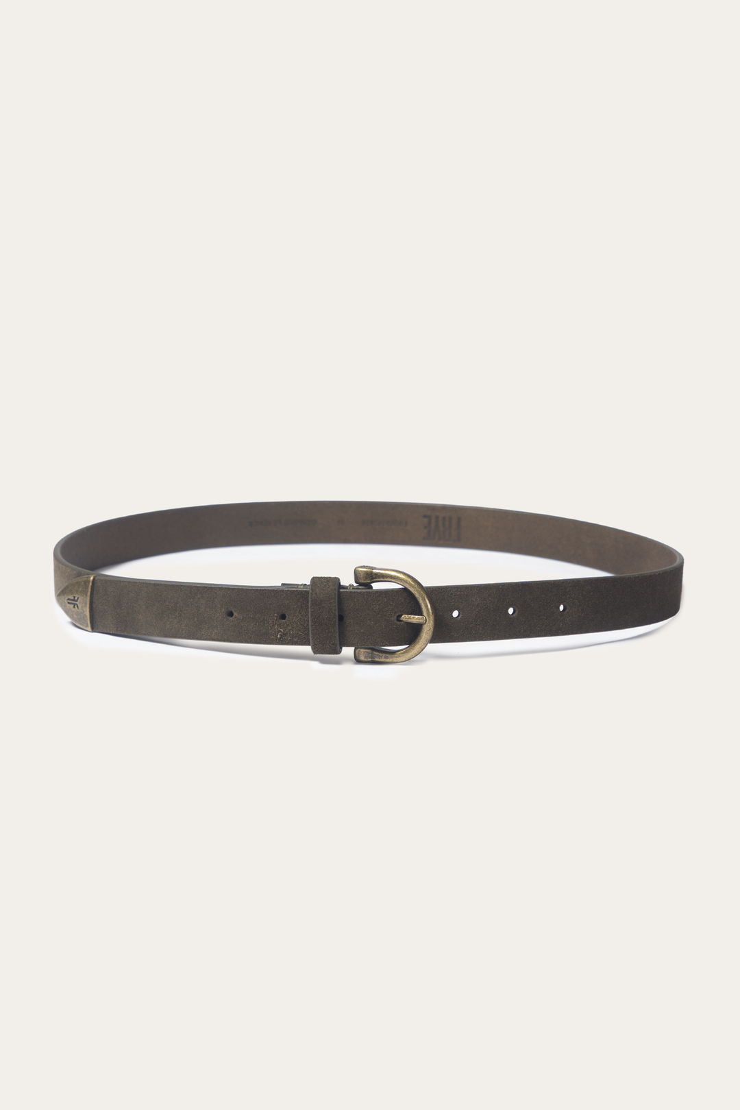Light Olive Belts Frye Light Olive 25mm Suede Horseshoe Buckle Belt