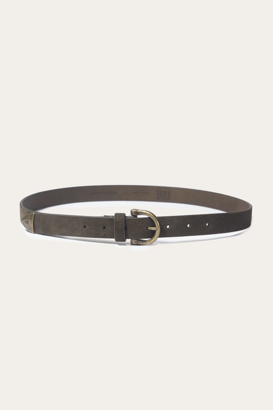 Light Olive Belts Frye Light Olive 25mm Suede Horseshoe Buckle Belt