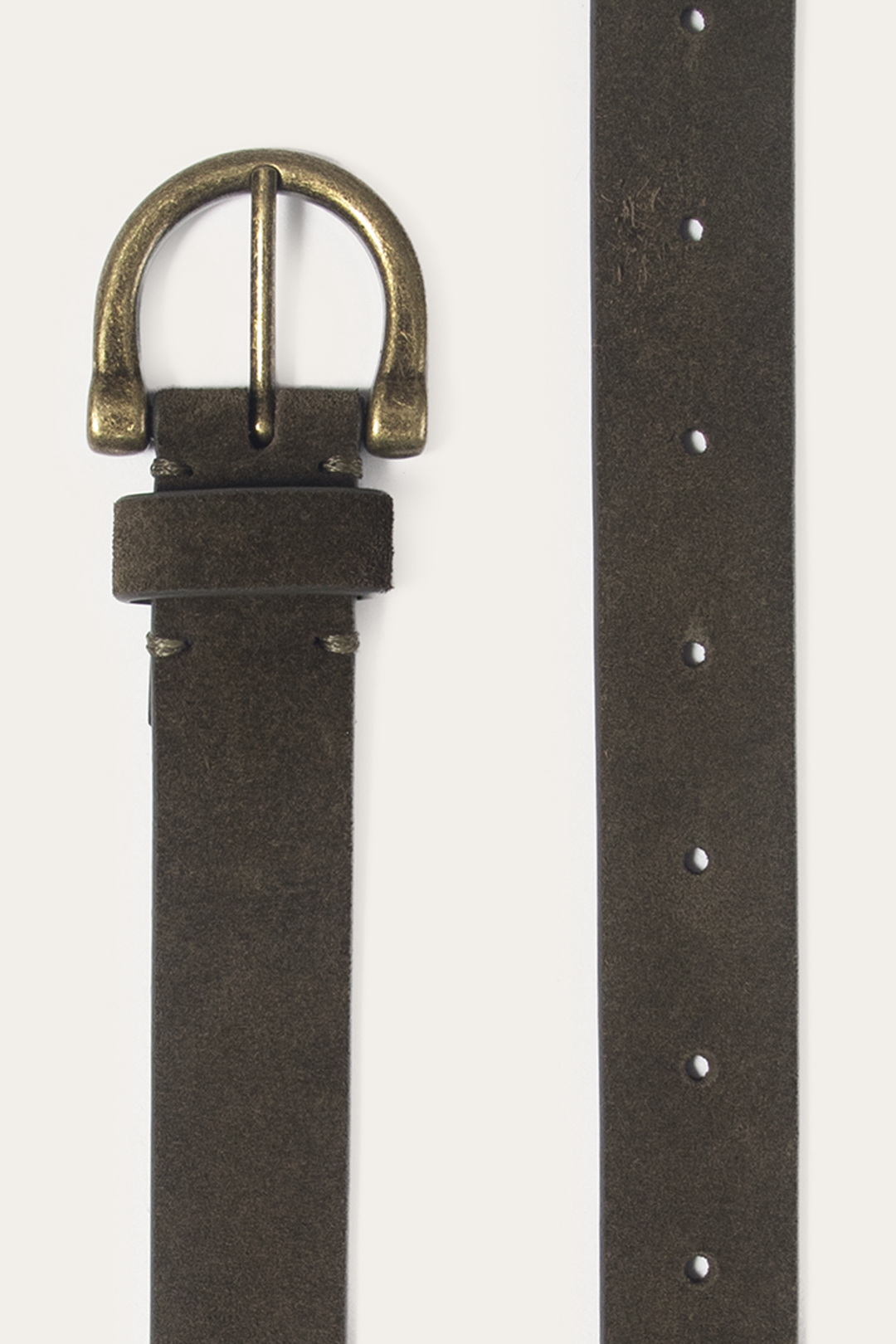 Light Olive Belts Frye Light Olive 25mm Suede Horseshoe Buckle Belt