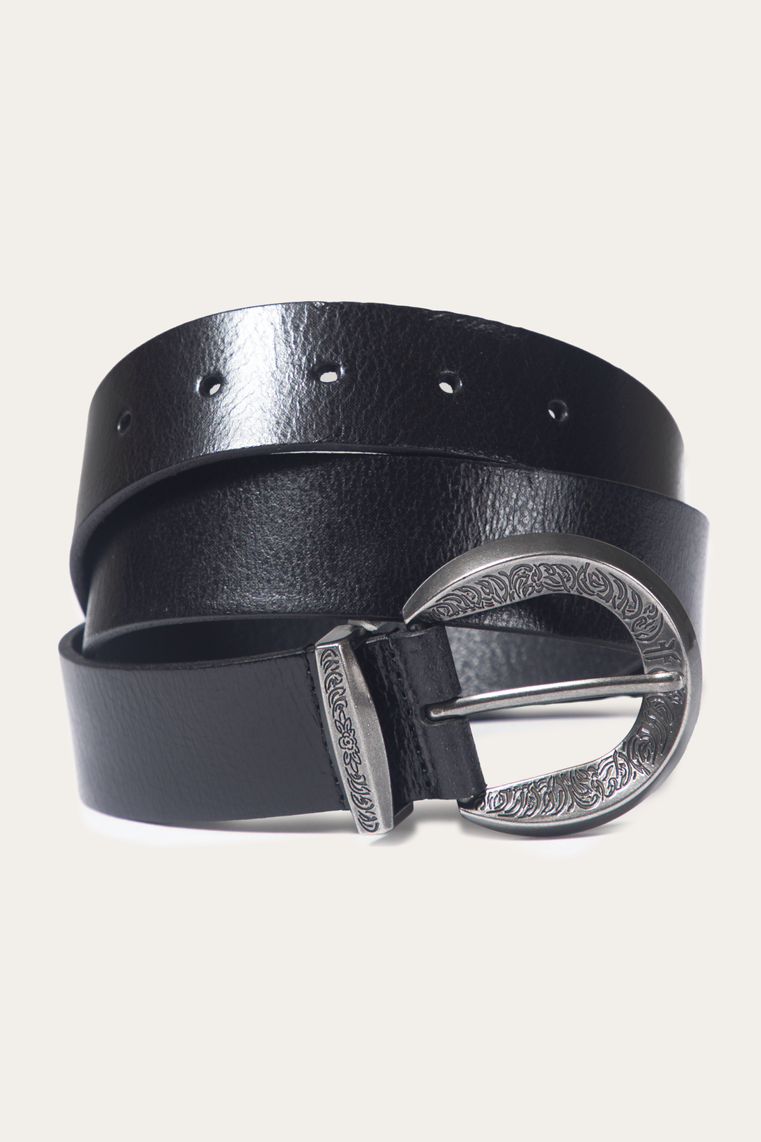 Black Belts Frye Black 35mm Engraved Buckle Belt