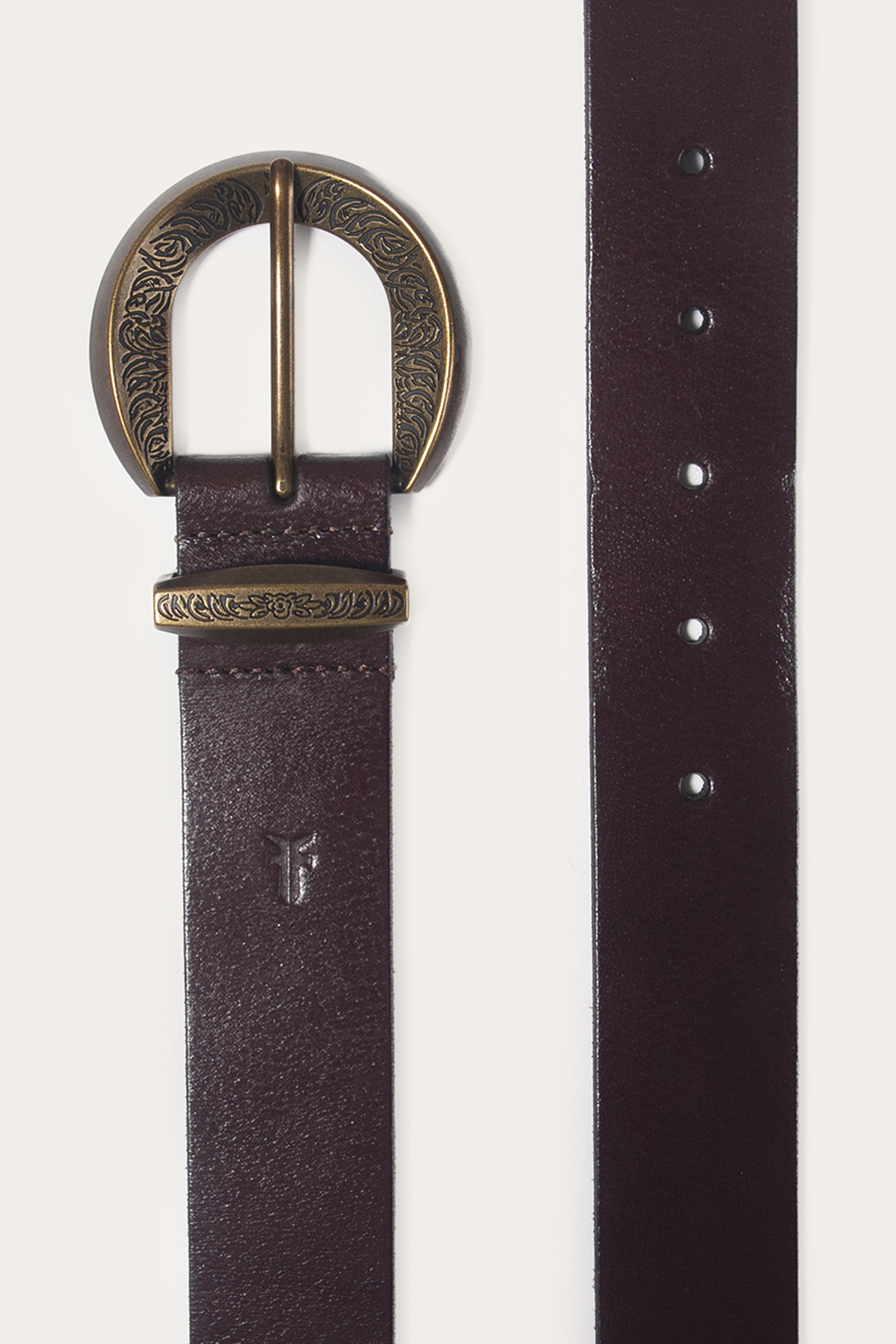 Brown Belts Frye Brown 35mm Engraved Buckle Belt