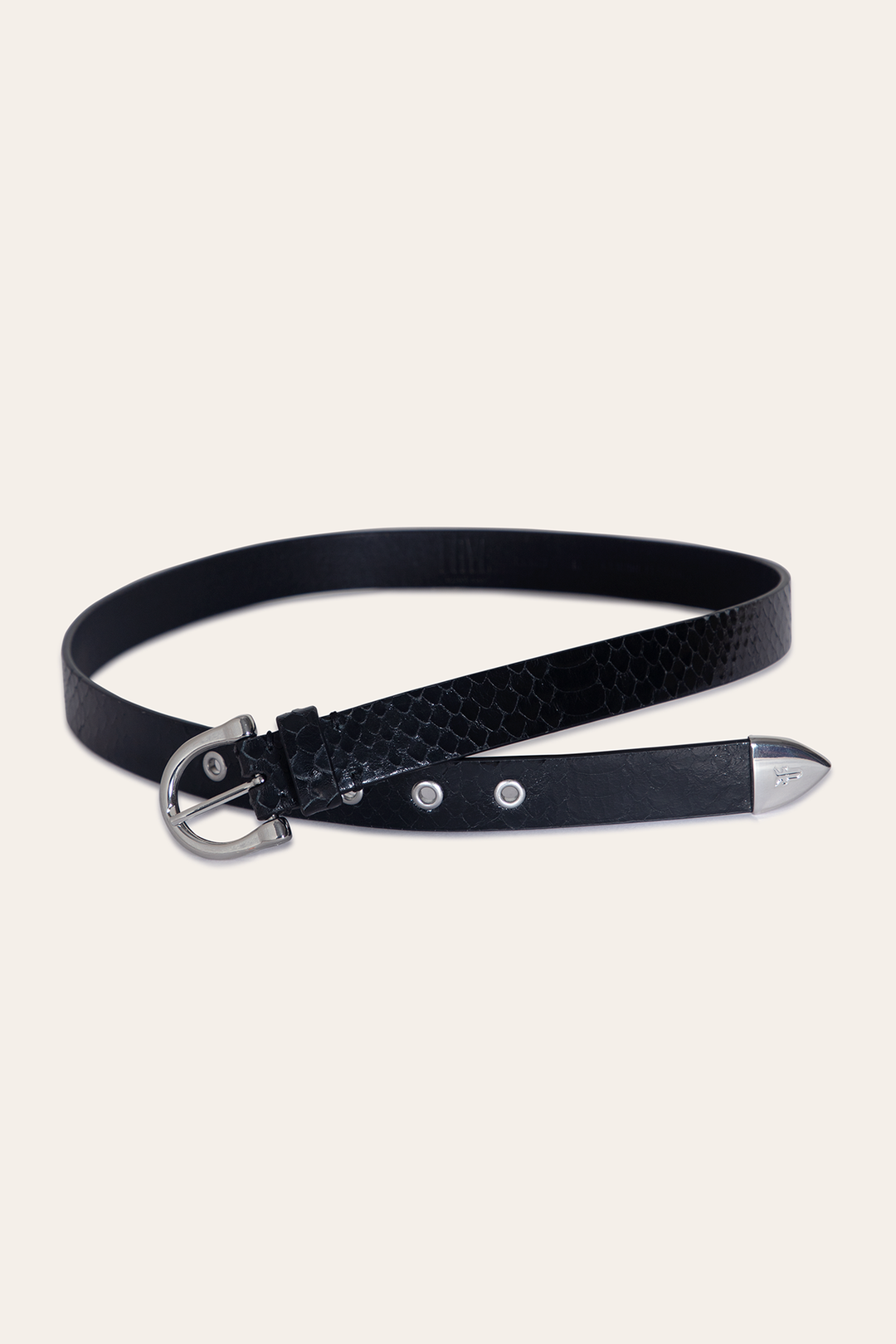 Black Snake Belts Frye Women’s Black Snake 25mm Horseshoe Buckle Belt With Python